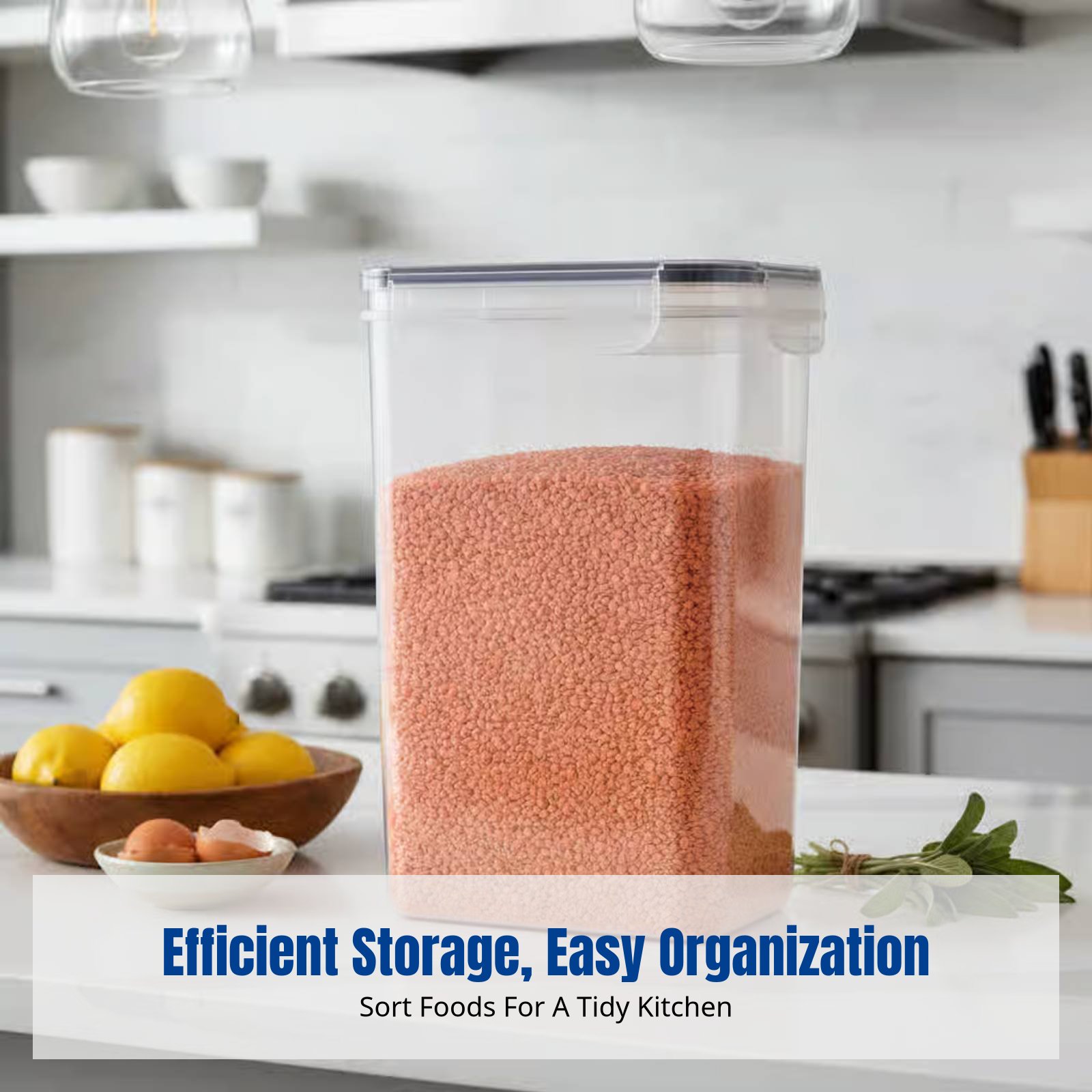 Food Storage In The Kitchen - 気密食品保存容器セット、大容量、透明、積み重ね可能、冷蔵庫用、キッチン整理用