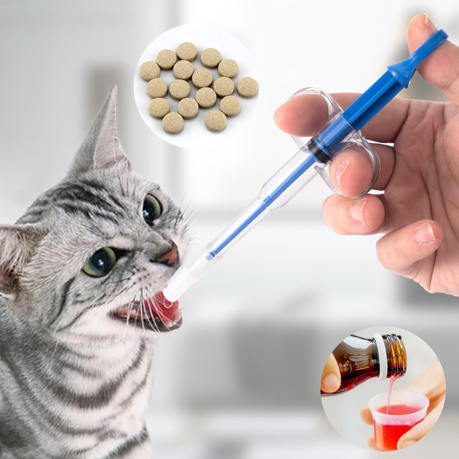 Storage Tips For Food - ペット用薬フィーダー、シリコン注射器 猫 犬 子犬用ピルディスペンサー ソフトチップ付き、ペット子犬用ピルタブレット対コントロールロッド