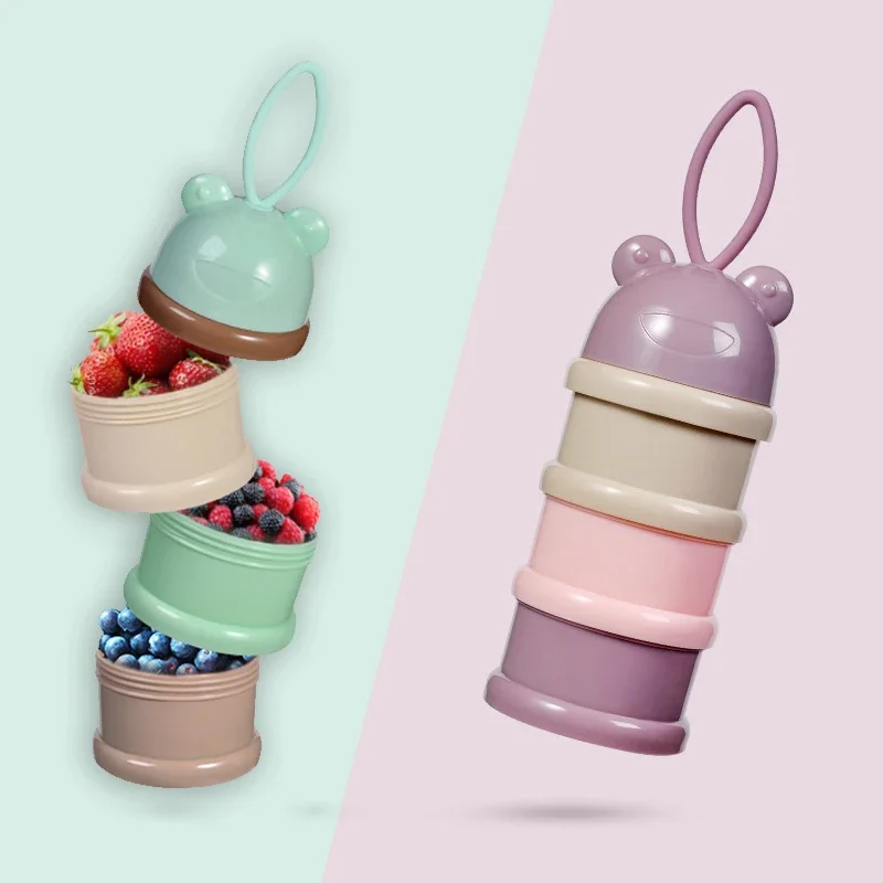 Food Storage Essentials - 旅行 - 必須のストレージ シリアルパウダーディスペンサー 3層漫画ベビーフォーミュラミルクコンテナ ポータブル用