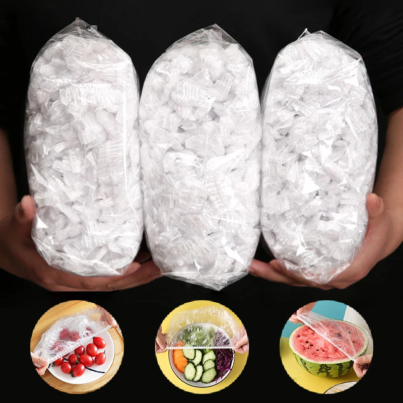 Food Storage Tupperware - 200 個使い捨て食品カバープラスチックラップ弾性食品蓋フルーツボウル収納キッチン鮮度保持フィルム食品シャーロット