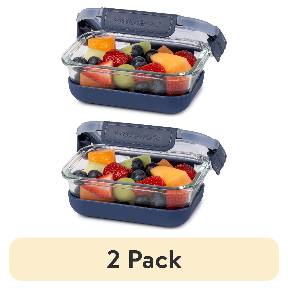 Storage Food Prep - 2パック 1.6カップ ガラス製食品保存容器 滑り止めシリコンベース蓋付き、気密漏れ防止キッチンパントリー整理用具、食事の準備、残り物、乾物、スナック、スパイス用、積み重ね可能で省スペースなデザイン
