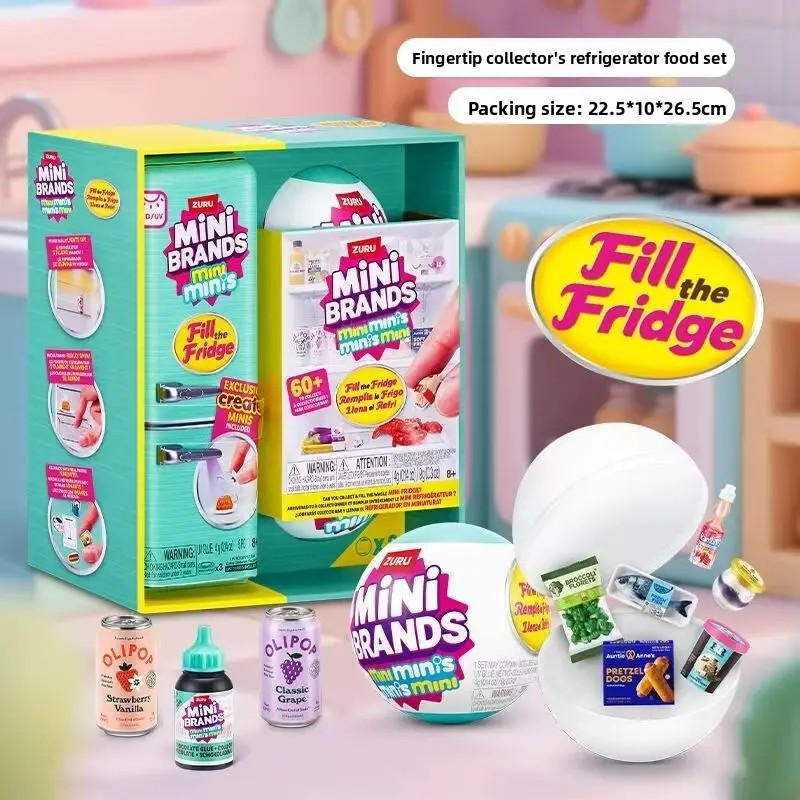Food Storage Kits - ミニブランド フィル・ザ・フリッジ ブラインドボックス ミニチュア食品コレクタブルおもちゃ ミニ冷蔵庫プレイセット 子供の誕生日プレゼント