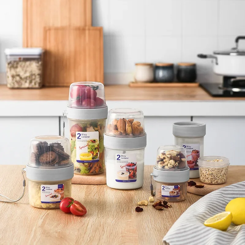Food Storage Kits - 朝食用オートミールシリアルナッツヨーグルトサラダカップシール容器セット（フォーク、ソースカップ、蓋、弁当箱、フードテイパー、ボウル、ランチボックス付き）