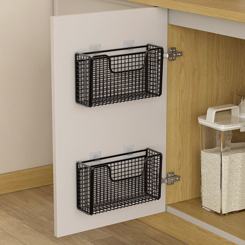 Food Storage Cabinet For Kitchen - 壁掛けキャビネット用プラスチックラップラック、バスルーム冷蔵庫ラック、パンチフリーのキッチンキャビネットドア収納ボックス、鉄製ラック