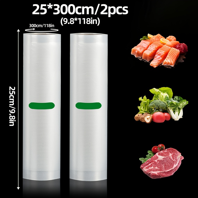 Storage Food Prep - 2パック入り3M真空シーラーロール：BPAフリー、カスタムフードストレージ用マルチサイズ。 保存、食事の準備、低温調理に最適です。