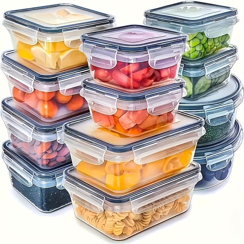 Food Storage Cabinet For Kitchen - 8個セットには、4つの容器と4つの蓋が含まれています。気密食品保存容器、キッチン冷蔵庫オーガナイザー、果物、野菜、キャンプ用。