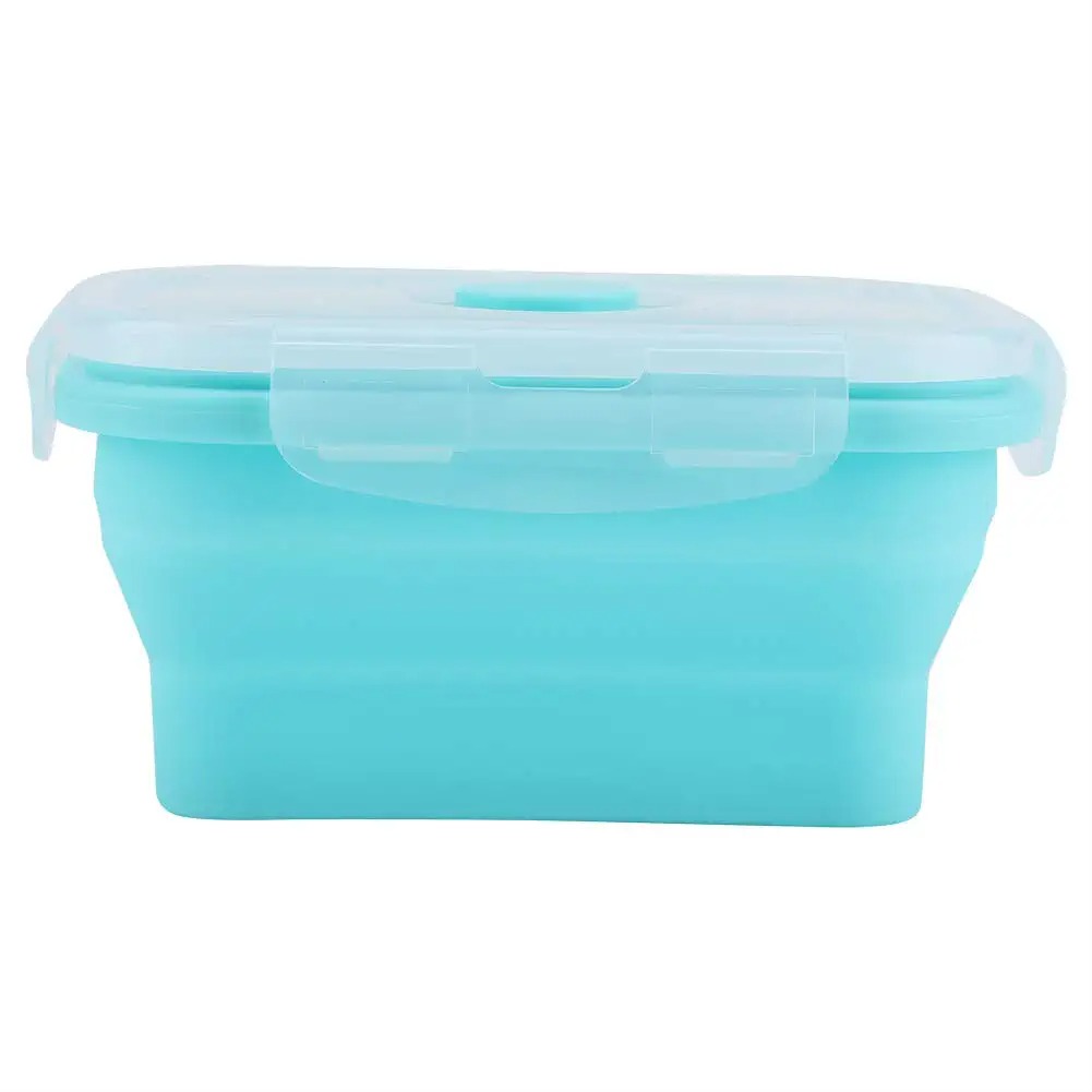 Food Storage Tupperware - 4 サイズ折りたたみシリコーン食品容器ポータブル弁当弁当箱マイクロウェア家庭用キッチン屋外食品保存容器ボックス