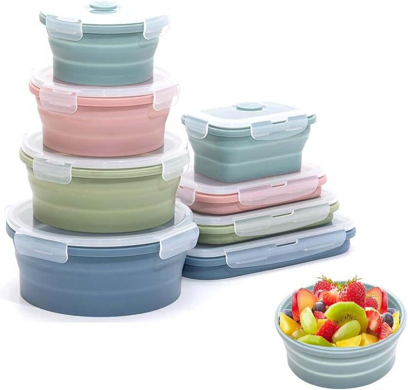 Food Storage Kits - 折りたたみ可能なシリコン食品保存容器セット 4 ピース屋外ポータブル食品ボックス、電子レンジ対応複数のサイズが利用可能