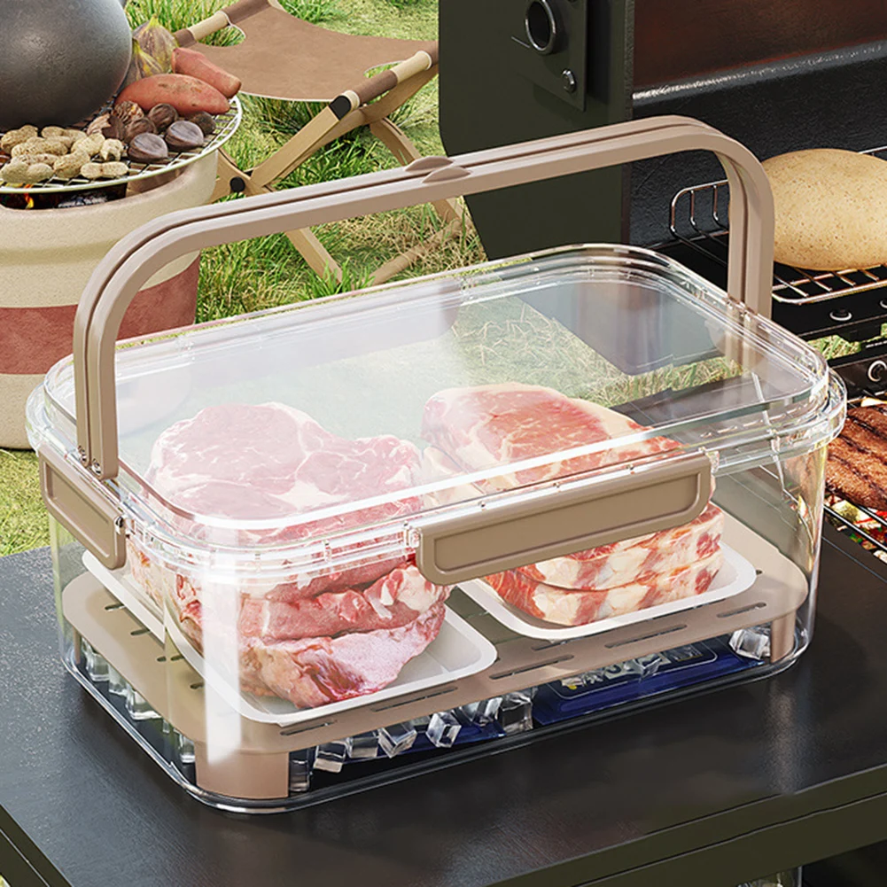 Food Storage Ideas - ポータブル食品保存容器 大容量 気密鮮度ボックス 排水プレート付き 屋外ピクニック キャンプ用