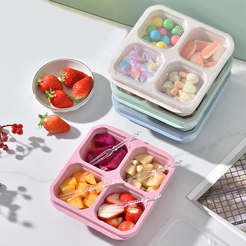 Food Storage Vegetables - ポータブルコンパートメント食品収納ボックス、冷蔵庫、冷凍庫オーガナイザー、野菜、果物、独立したシーリング、4つのグリッド