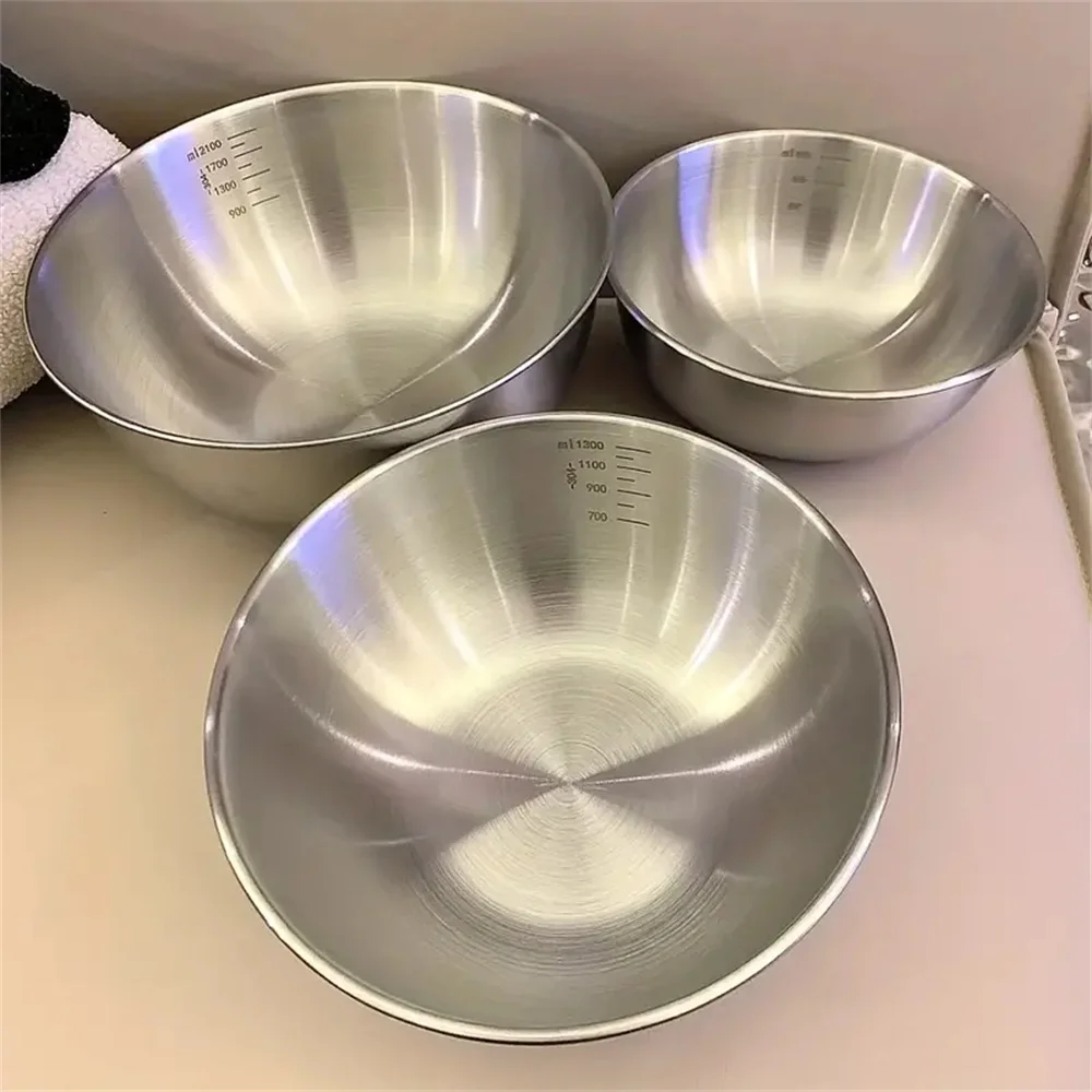 Food Storage Essentials - 1～3個のステンレス製ボウルセット、計量機能付き、調理、ベーキング、食品保存用、大容量ミキシングボウル、家庭用キッチン必需品