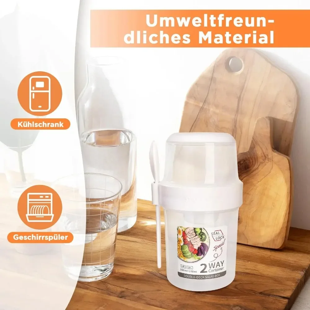 Food Storage Kits - サラダカップ 朝食カップ ポータブル食品保存弁当箱 オートミール シリアル ナッツ