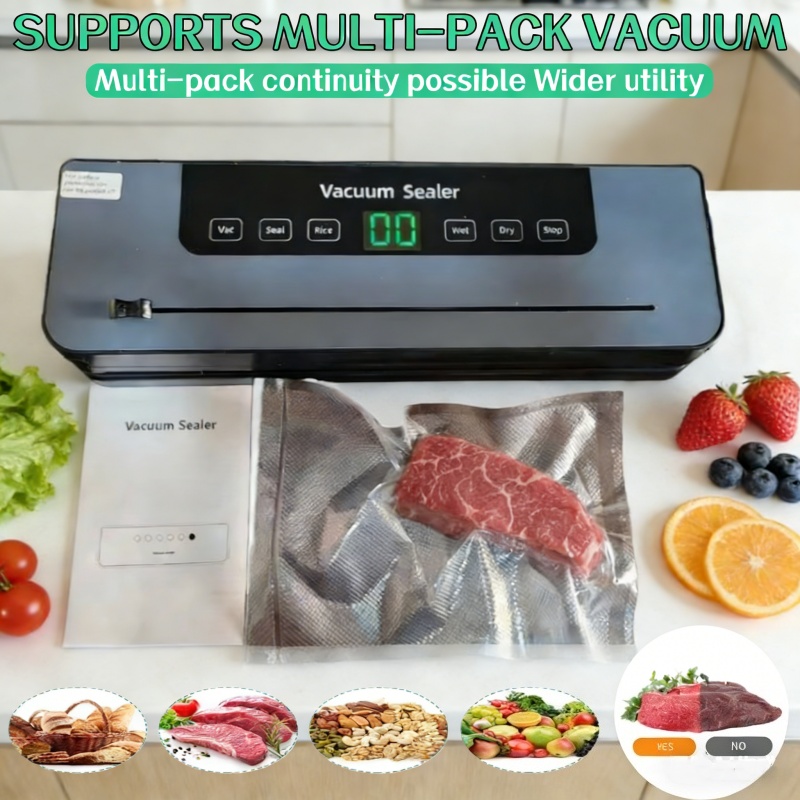 Food Storage Vacuum Sealer Machine - 2026年式 6-in-1 自動電動真空シーラー 乾湿両用食品密封包装シーラー 65KPa高吸引力真空包装機