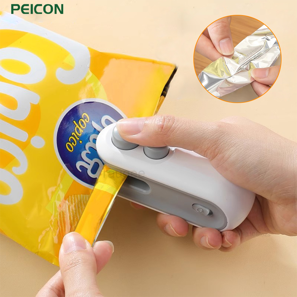 Food Storage Vacuum Sealer Machine - 2in 1ミニプラスチックフードシーラー,ヒートシーラー,収納バッグ,パッケージ,USB充電式,クリップバッグ