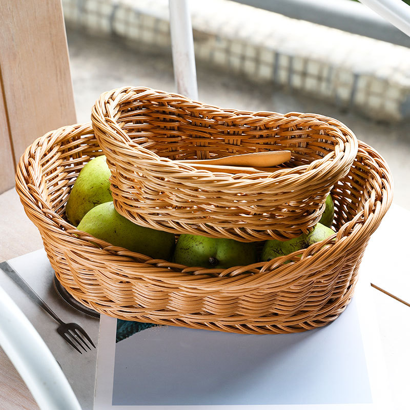 Food Storage Plant - 楕円形の籐製収納バスケット,食品,果物,食品を保管するためのキッチンバスケット,朝食用ディスプレイボックス,家の装飾