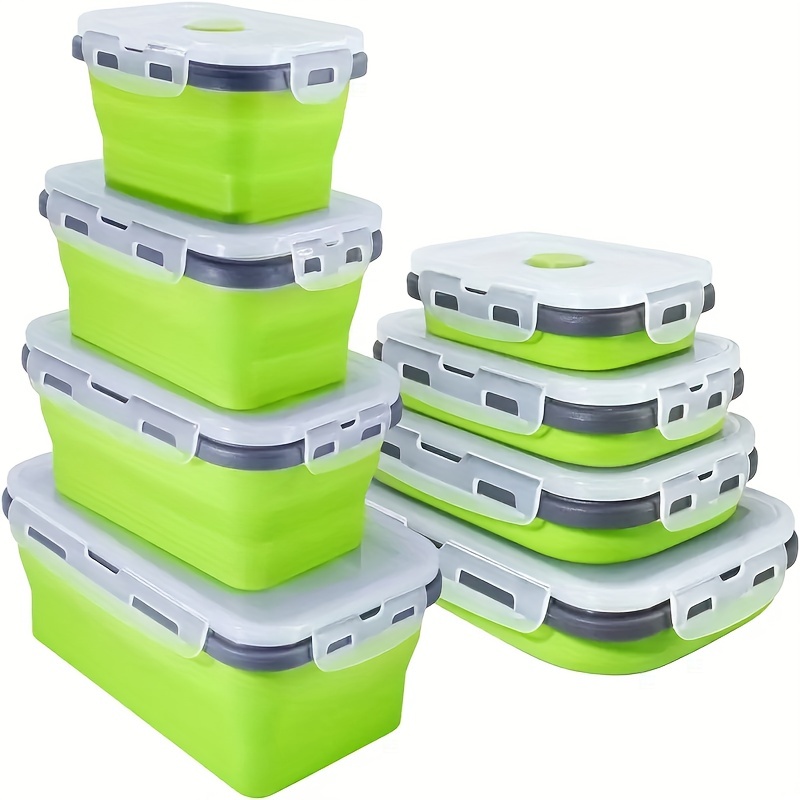 Food Storage Tupperware - 1/4 個折りたたみシリコーン食品保存容器積み重ね可能な省スペース弁当箱電子レンジ対応折りたたみキッチンアクセサリー