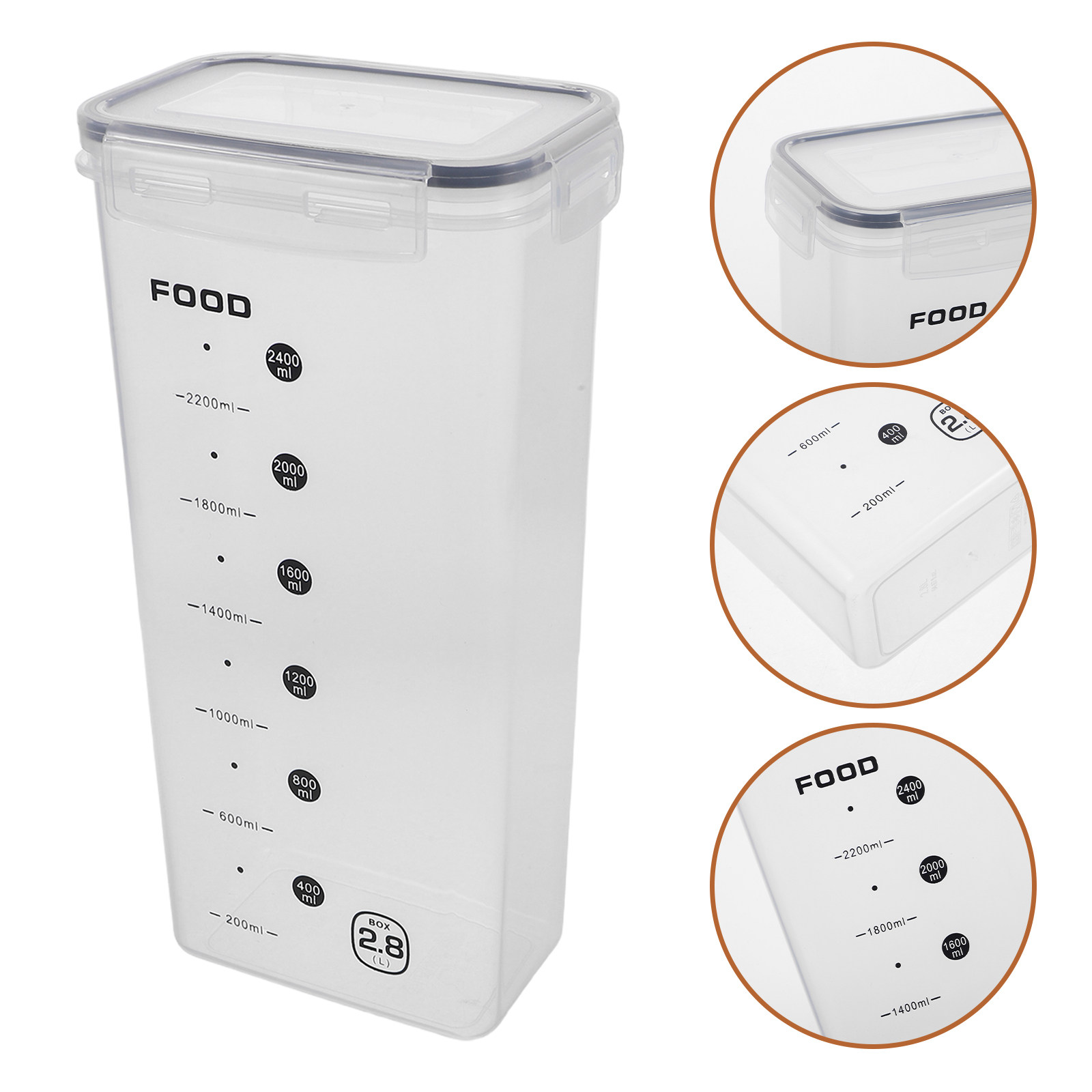 Food Storage In The Kitchen - 2個入り食品グレード透明保存容器2.8L密閉穀物保存バケツ、米、乾燥食品、パスタ、シリアル、砂糖、キッチン用