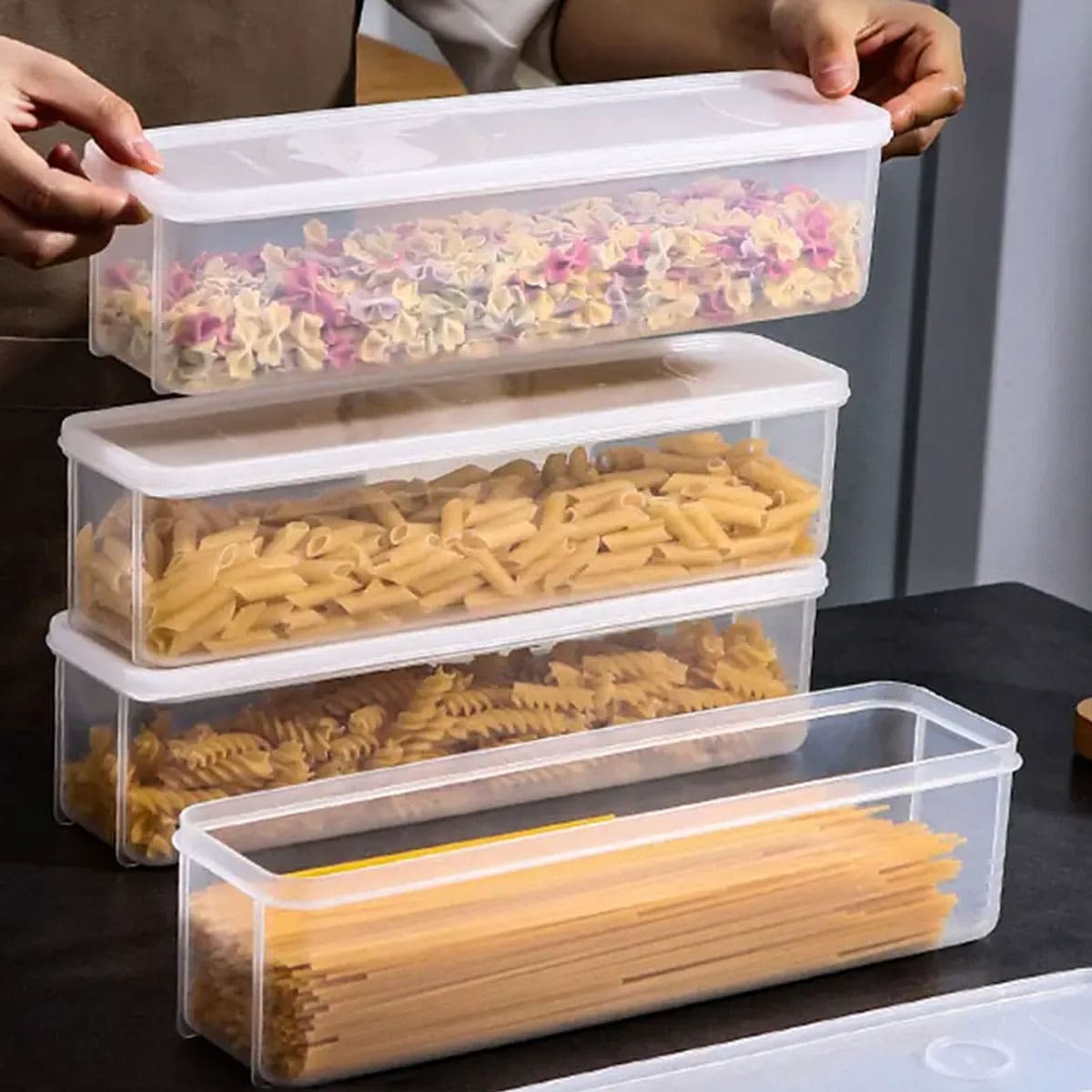 Food Storage Ideas - 1つのプラスチック製透明収納ボックス、蓋付き冷蔵庫用食品保存ボックス、透明収納密封食品ボックス