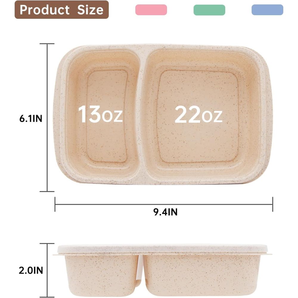 4パック弁当箱、2つのコンパートメント付き食事準備容器、蓋付 - Storage Food Prep のレビューと価格