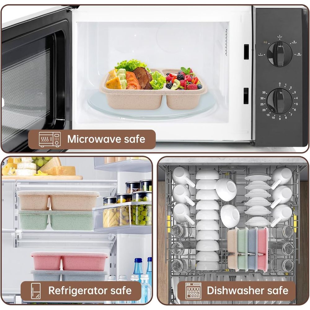 4パック弁当箱、2つのコンパートメント付き食事準備容器、蓋付 - Storage Food Prep のレビューと価格