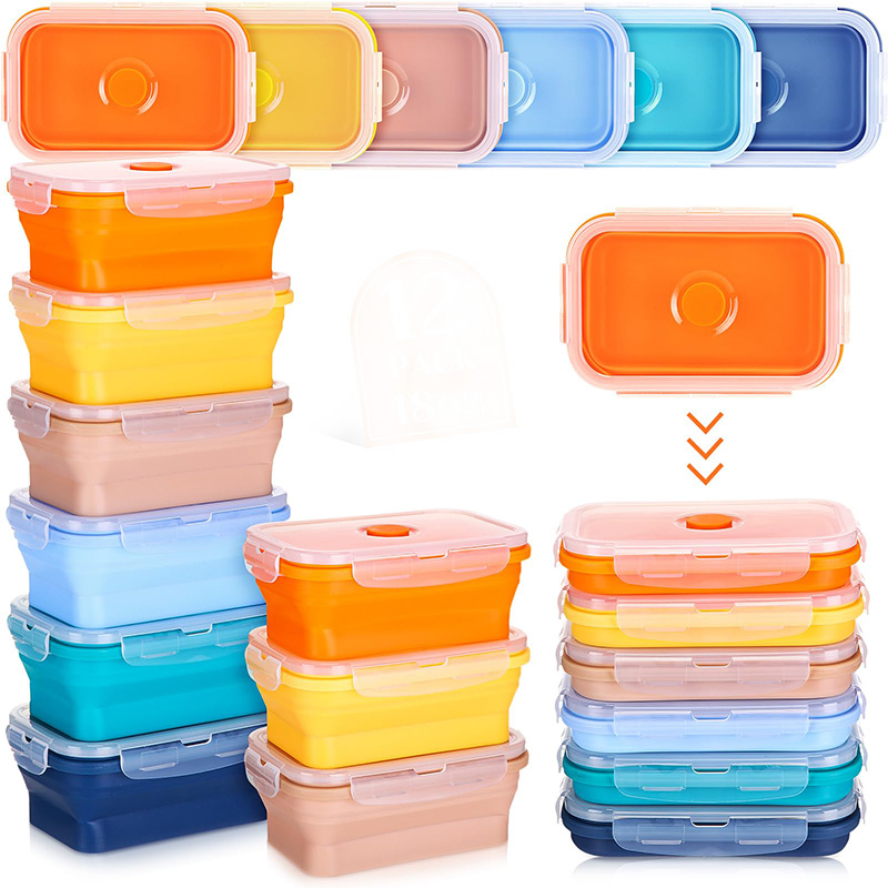 折りたたみ式食品保存容器 蓋付きシリコンランチボックス フー - Food Storage Tupperware のレビューと価格