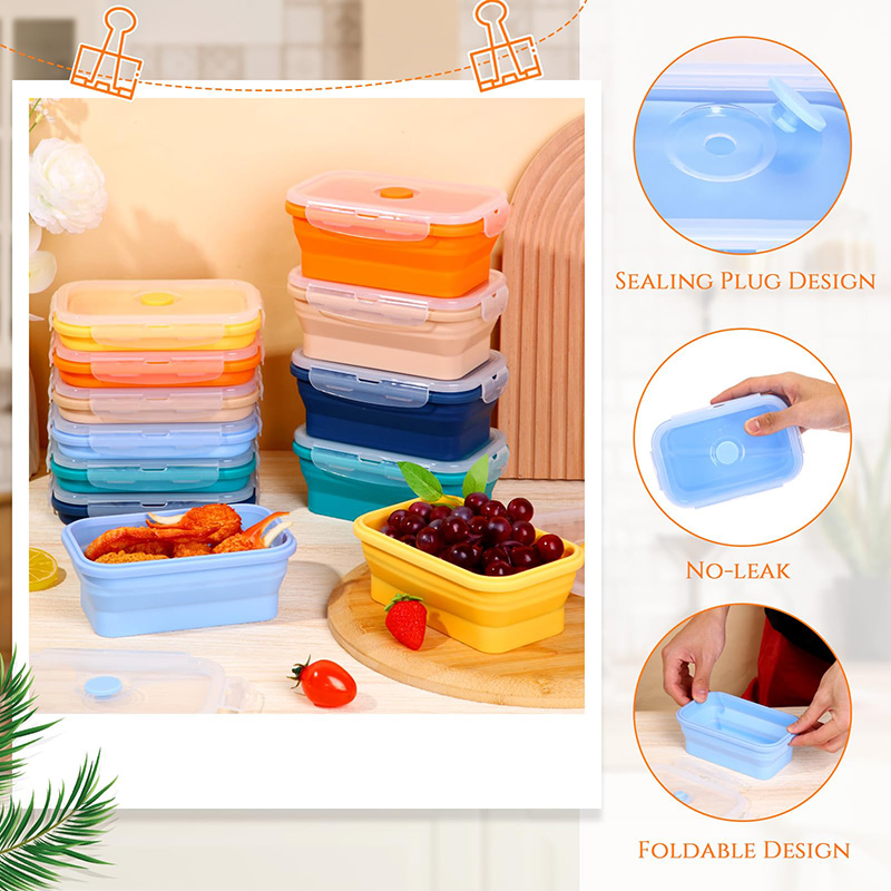 折りたたみ式食品保存容器 蓋付きシリコンランチボックス フー - Food Storage Tupperware のレビューと価格