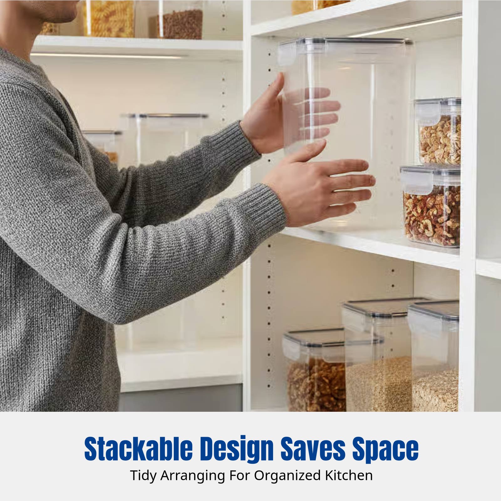 気密食品保存容器セット、大容量、透明、積み重ね可能、冷蔵庫用 - Food Storage In The Kitchen のレビューと価格
