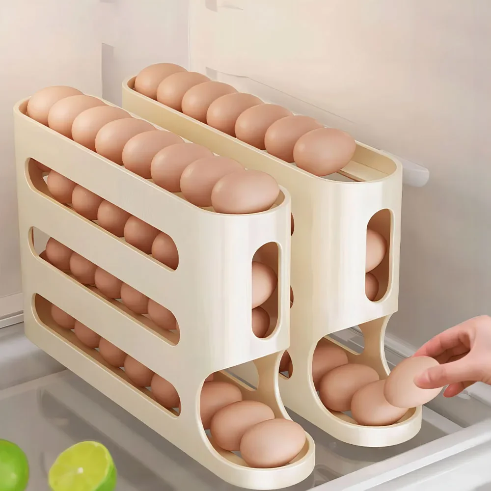 4層自動回転式卵ホルダーラック冷蔵庫卵収納ボックスコンテナキ - Food Storage Cabinet For Kitchen のレビューと価格