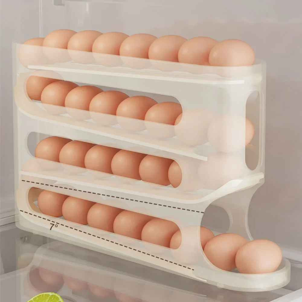4層自動回転式卵ホルダーラック冷蔵庫卵収納ボックスコンテナキ - Food Storage Cabinet For Kitchen のレビューと価格