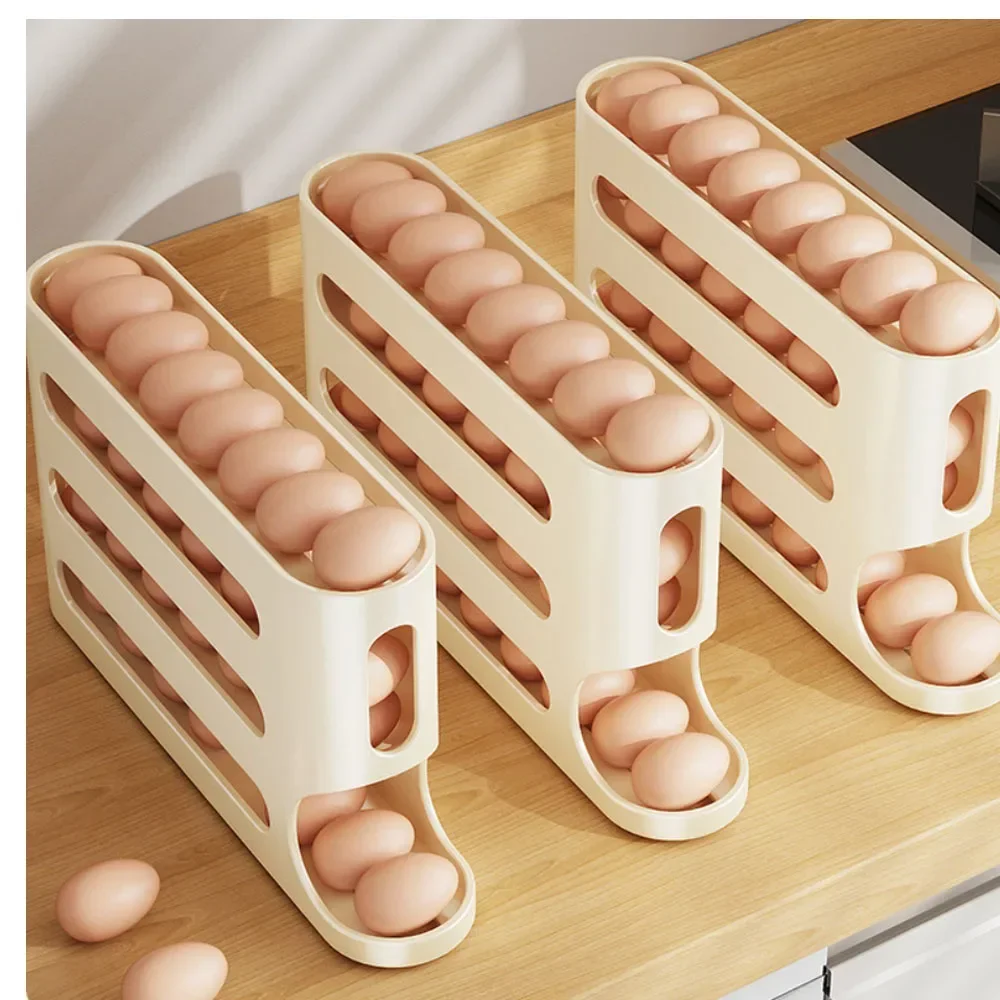 4層自動回転式卵ホルダーラック冷蔵庫卵収納ボックスコンテナキ - Food Storage Cabinet For Kitchen のレビューと価格