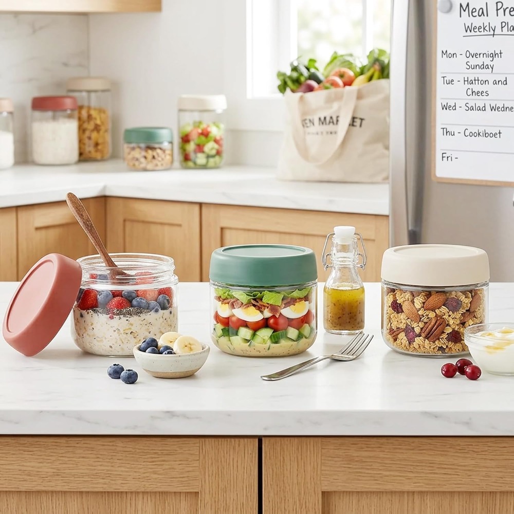 3個パック 10オンスガラス瓶 ねじ込み式蓋付き 広口 オー - Storage Food Prep のレビューと価格