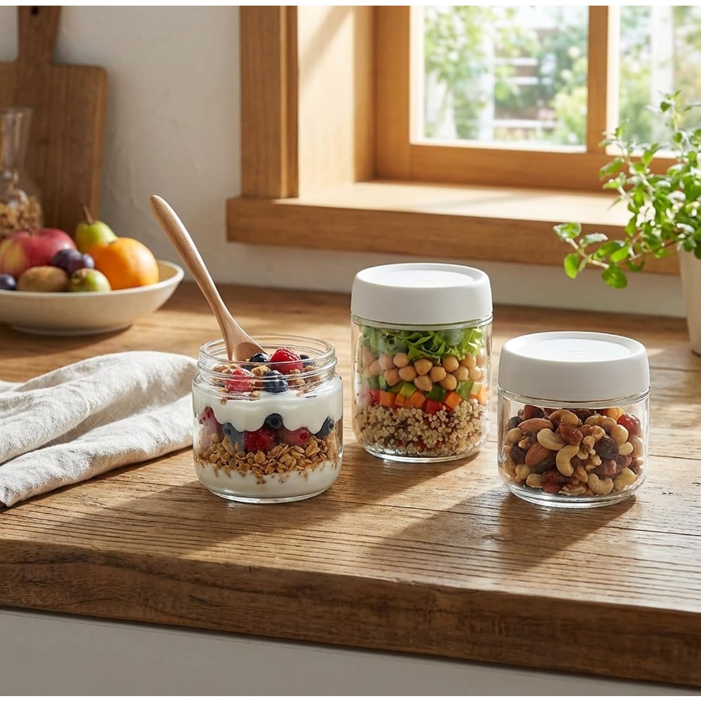 3個パック 10オンスガラス瓶 ねじ込み式蓋付き 広口 オー - Storage Food Prep のレビューと価格