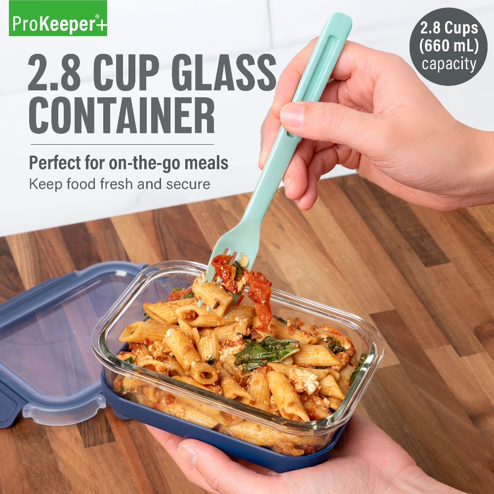 2.8カップガラス製食品保存容器、シリコンベースと気密ロック - Storage Food Prep のレビューと価格