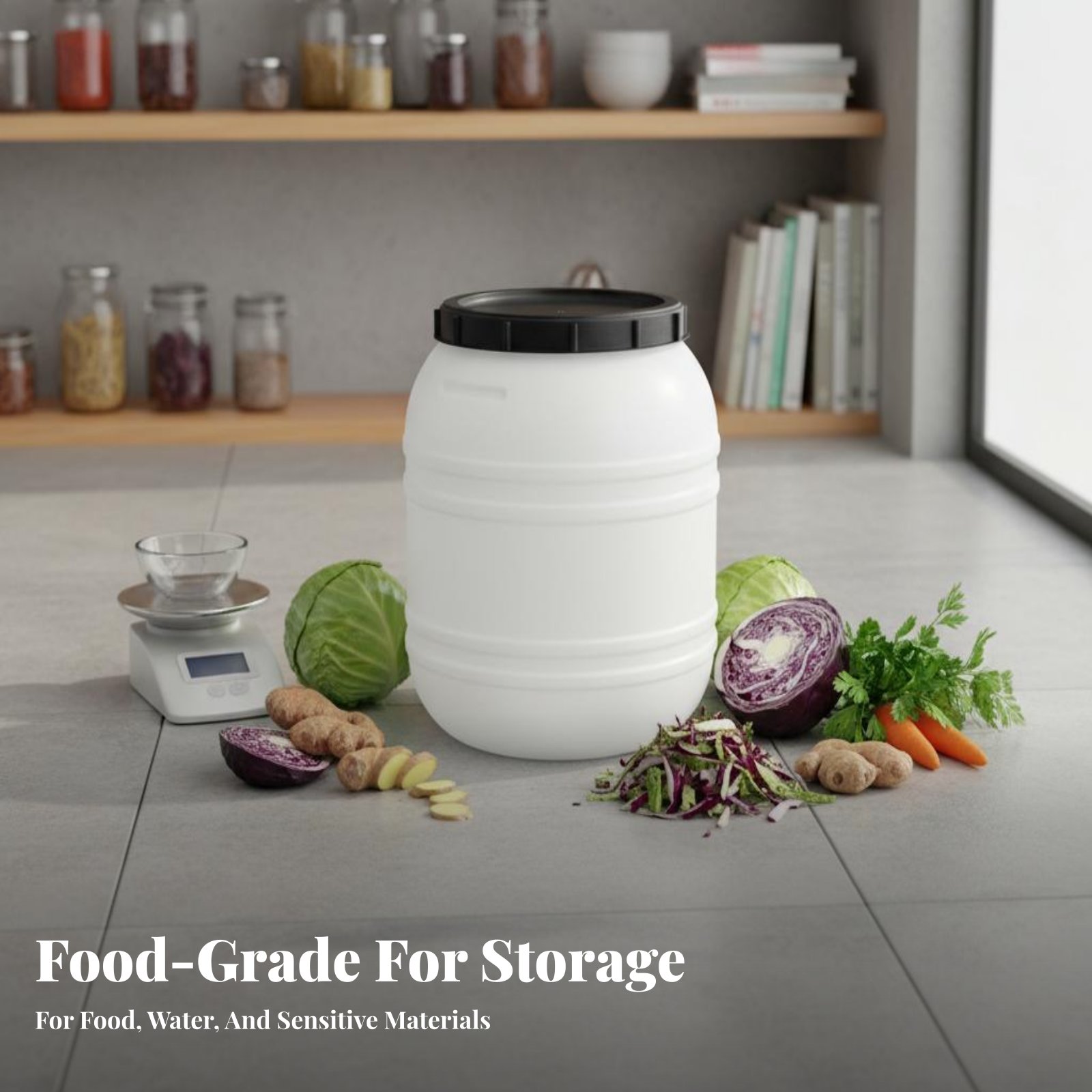 食品グレードのプラスチック製バレル、気密性のある蓋付き、食品 - Food Storage Usa のレビューと価格