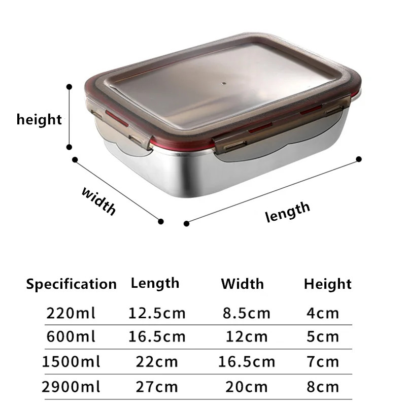 304 ステンレス鋼食品ランチ弁当箱密封された漏れ防止旅行収 - Food Storage Tupperware のレビューと価格