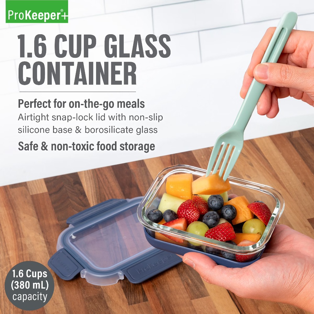 2パック 1.6カップ ガラス製食品保存容器 滑り止めシリコ - Storage Food Prep のレビューと価格