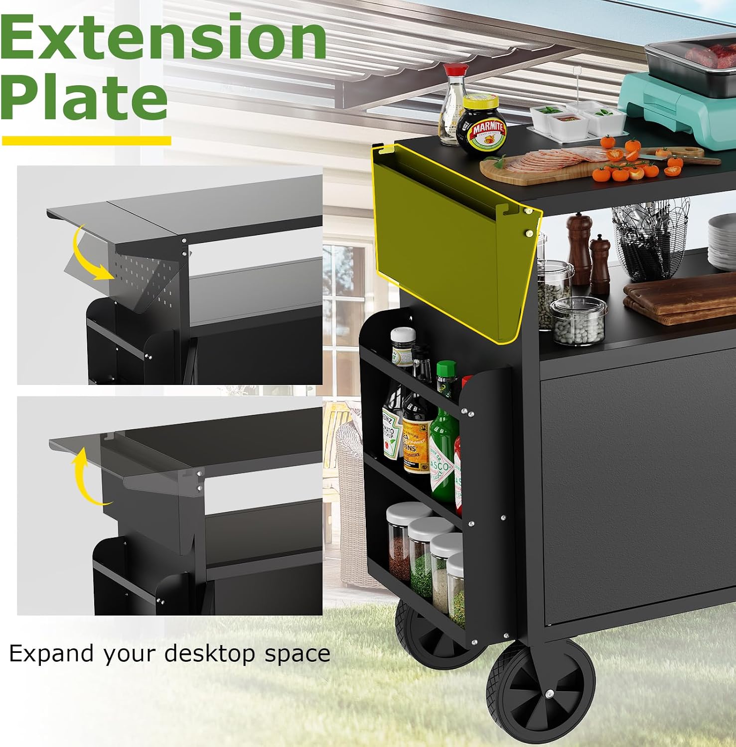 屋外グリルカートテーブル、収納付きキッチンアイランド、ホイー - Food Storage In The Kitchen のレビューと価格