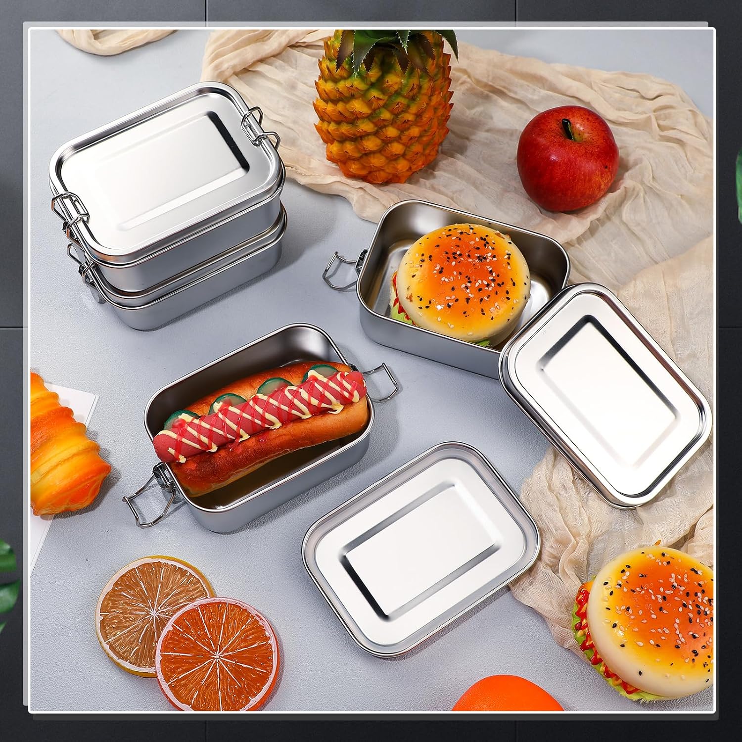ステンレス製食品保存容器 蓋付き ランチボックス 冷蔵庫オー - Storage Food Prep のレビューと価格