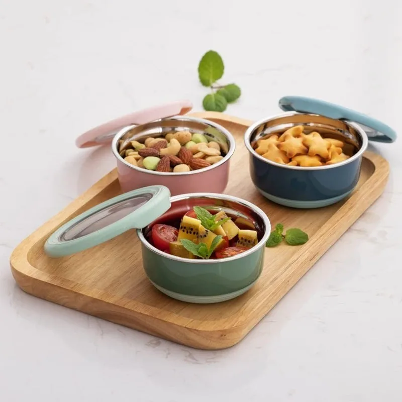 ふた付きステンレス製クリスパーラウンド、学生お粥ボウル、サラ - Food Storage Tupperware のレビューと価格