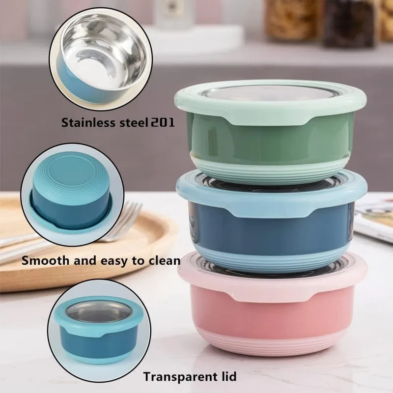 ふた付きステンレス製クリスパーラウンド、学生お粥ボウル、サラ - Food Storage Tupperware のレビューと価格