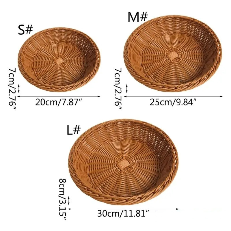 丸い籐織りのサービングバスケット、パン、果物、野菜、手作りの - Food Storage Plant のレビューと価格