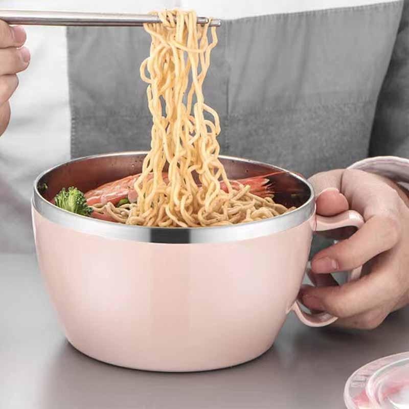 ポータブルステンレス鋼蓋付きインスタントラーメンボウル二重断 - Food Storage Tupperware のレビューと価格