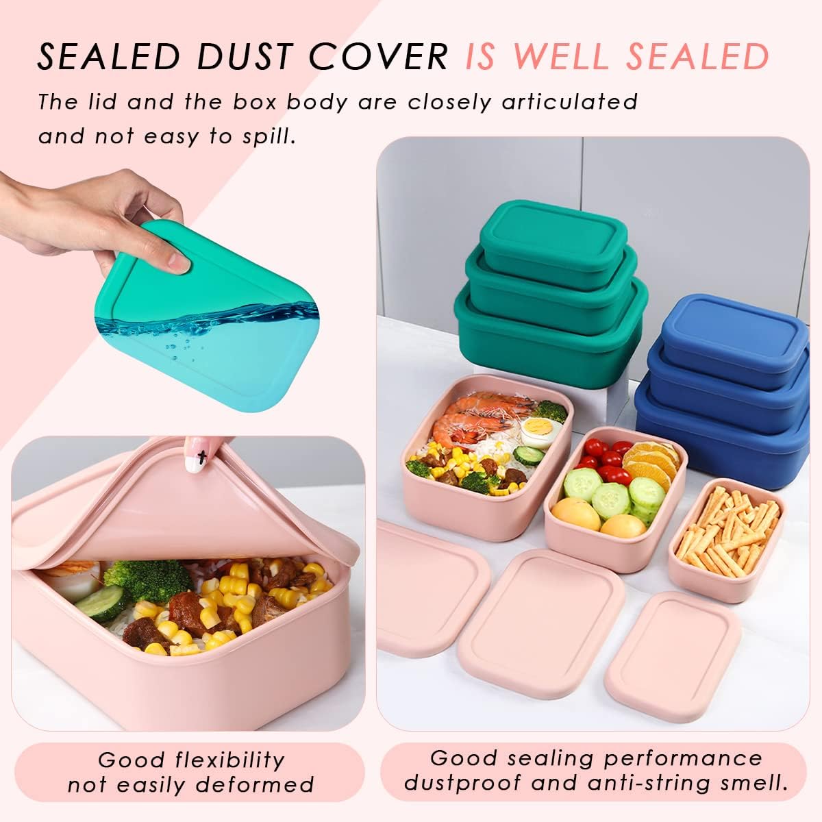 シリコン弁当箱ランチコンテナ、YONGHAO漏れ防止ランチコ - Food Storage Tupperware のレビューと価格