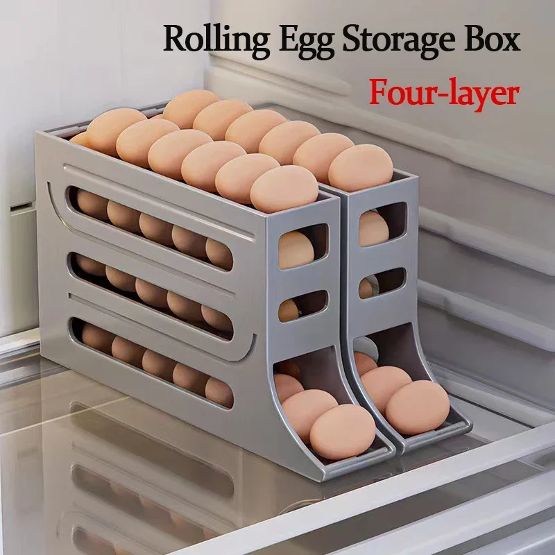 冷蔵庫用卵収納ボックス 4層式 自動回転卵ホルダー キッチン - Food Storage Cabinet For Kitchen のレビューと価格