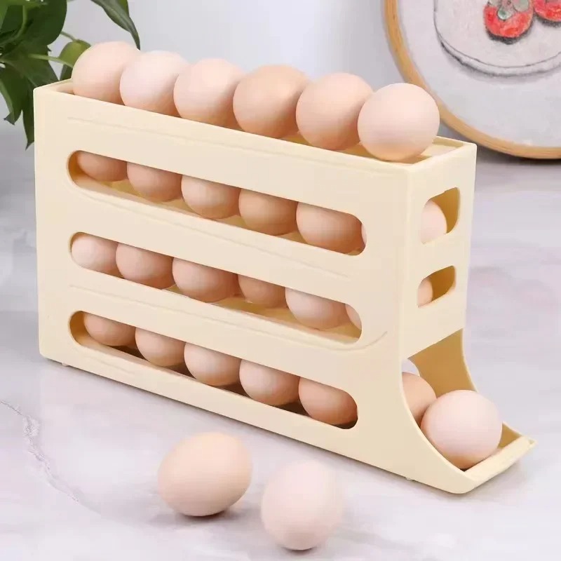 冷蔵庫用卵収納ボックス 4層式 自動回転卵ホルダー キッチン - Food Storage Cabinet For Kitchen のレビューと価格