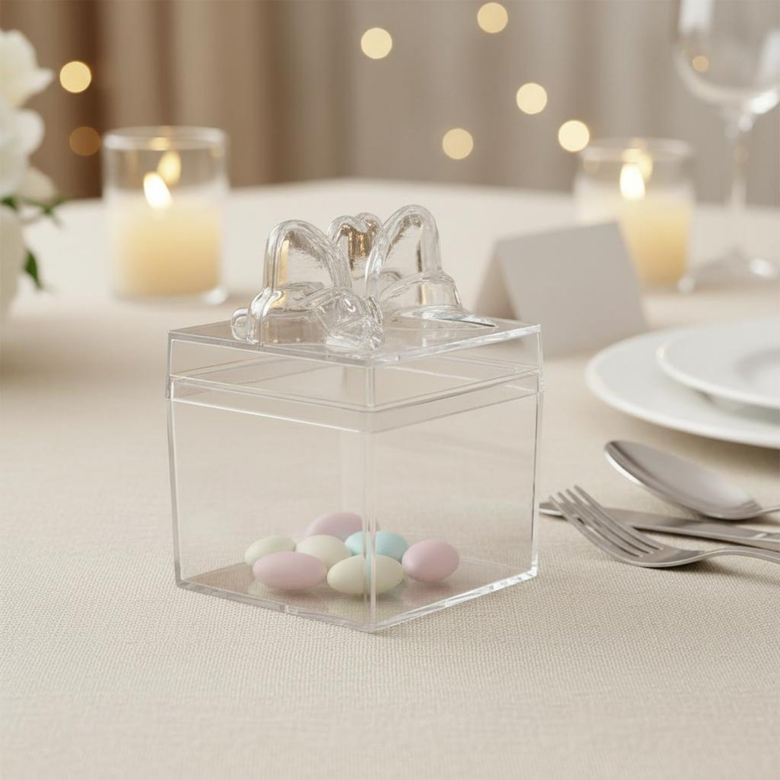 透明プラスチック製キャンディボックス、リボン付き多目的透明キ - Food Storage Usa のレビューと価格