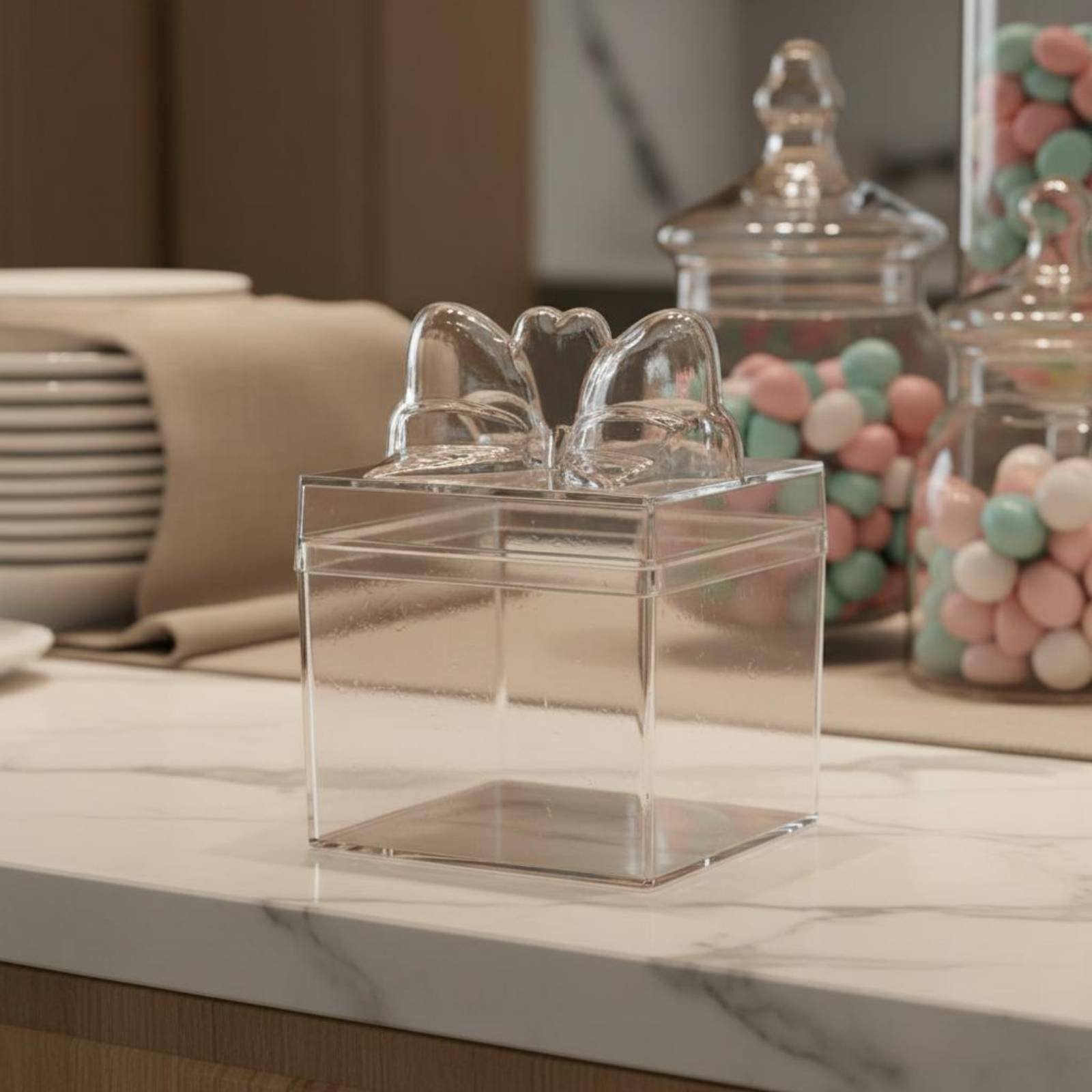透明プラスチック製キャンディボックス、リボン付き多目的透明キ - Food Storage Usa のレビューと価格