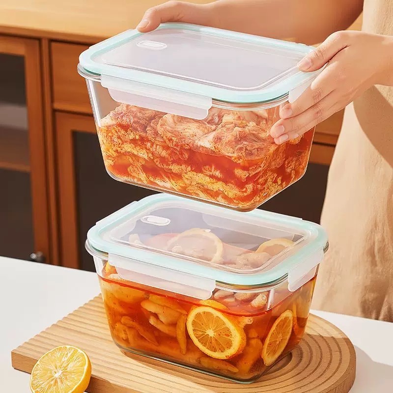 大容量ガラス製食品保存容器（蓋付き）、ホウケイ酸ガラス製ミー - Storage Food Prep のレビューと価格