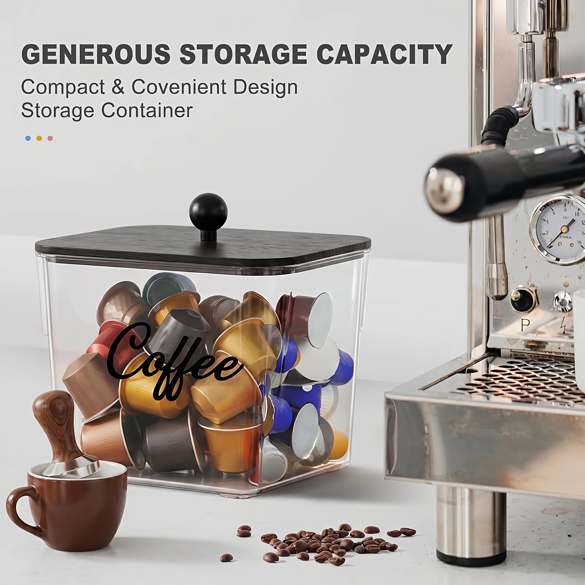 蓋付きコーヒーポッドホルダー プラスチック製収納ボックス K - Food Storage Cabinet For Kitchen のレビューと価格