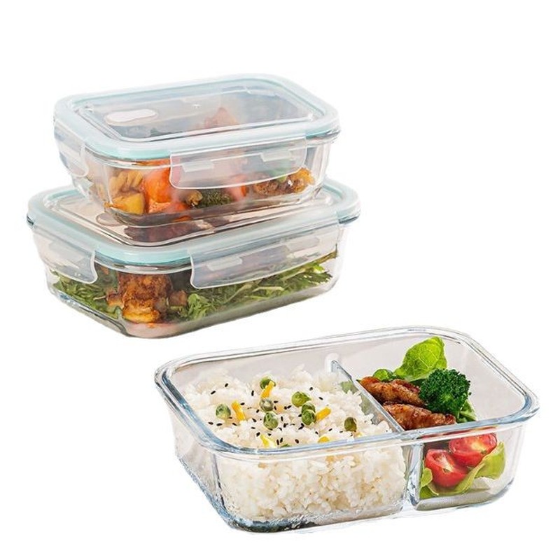 ホームキッチンミニマリストガラス製ランチボックス電子レンジ対 - Storage Food Prep のレビューと価格